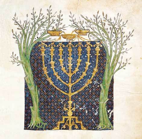 Bíblia de Cervera. Representação de um Menorah num códice hebraico do século XIII.