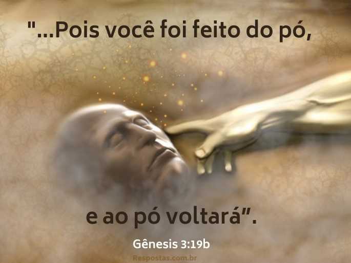 Imagem fundo homem sendo criado do pó, pela mão de Deus - Gênesis 3:19b